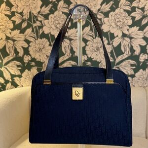 Dior Authentic Vintage Navy Trotter Tote EUC